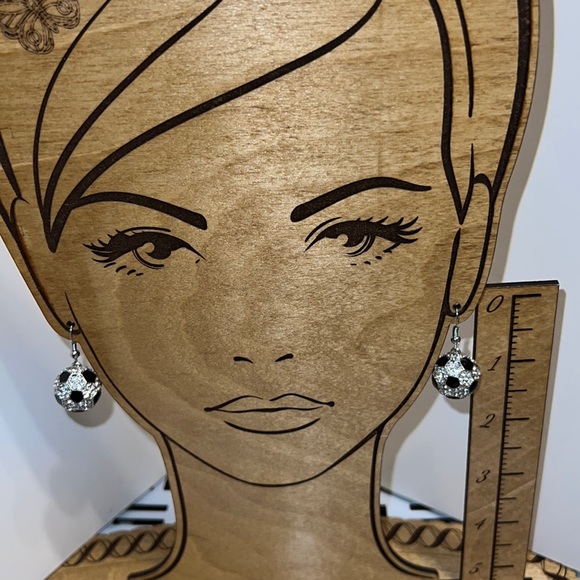 New La Volpe Dangle Earrings for Women Rhinestone Ball Earrings Soccer Drop - Picture 1 of 8